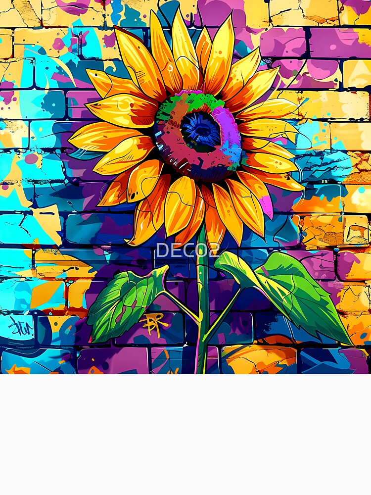Pop Art Daisy Flower Colorful Graffiti Street Mural by DEC02