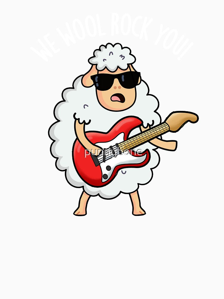We Wool Rock You Funny Sheep Pun (Dark BG) by punnybone