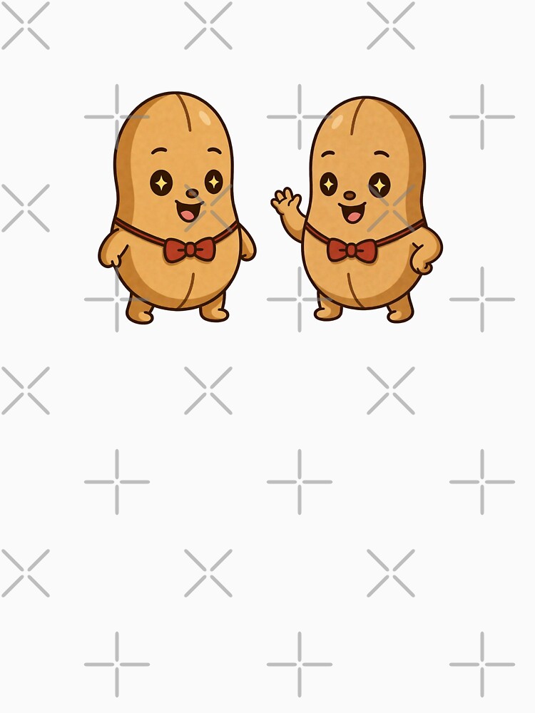 Cute Peanut Gallery Friends - Kawaii Bow Tie Peanuts Waving by ExploreAura Studio