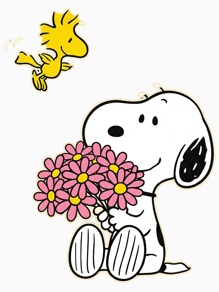 Snoopy Woodstock Pink Daisy Bouquet Spring Flowers by VincentMoore96
