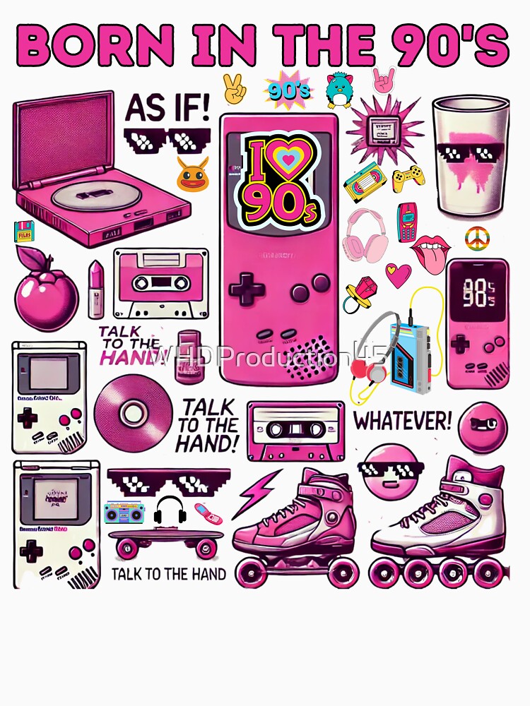 Retro 90s Pink Collage – Cassette, Mic, Boombox & Sunglasses Design by WHDProduction45