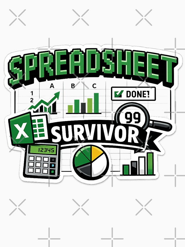 Spreadsheet Survivor Excel Humor Sticker by Crybyte Studio