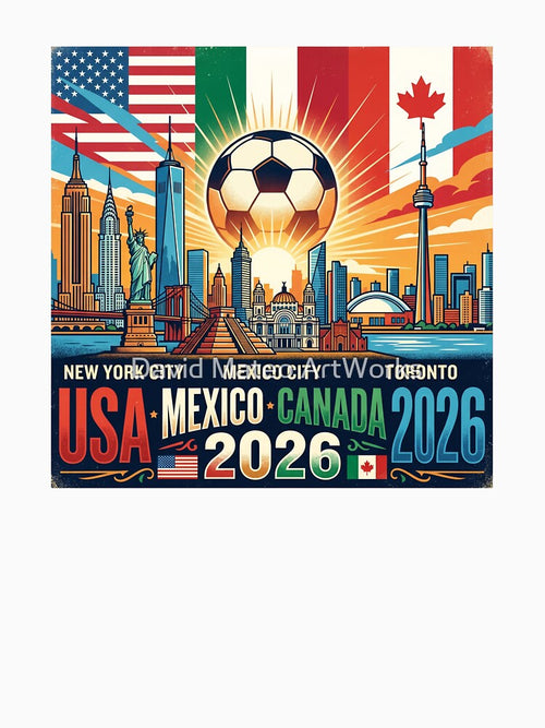 2026 World Cup USA Mexico Canada Soccer Poster by David Mateo ArtWorks