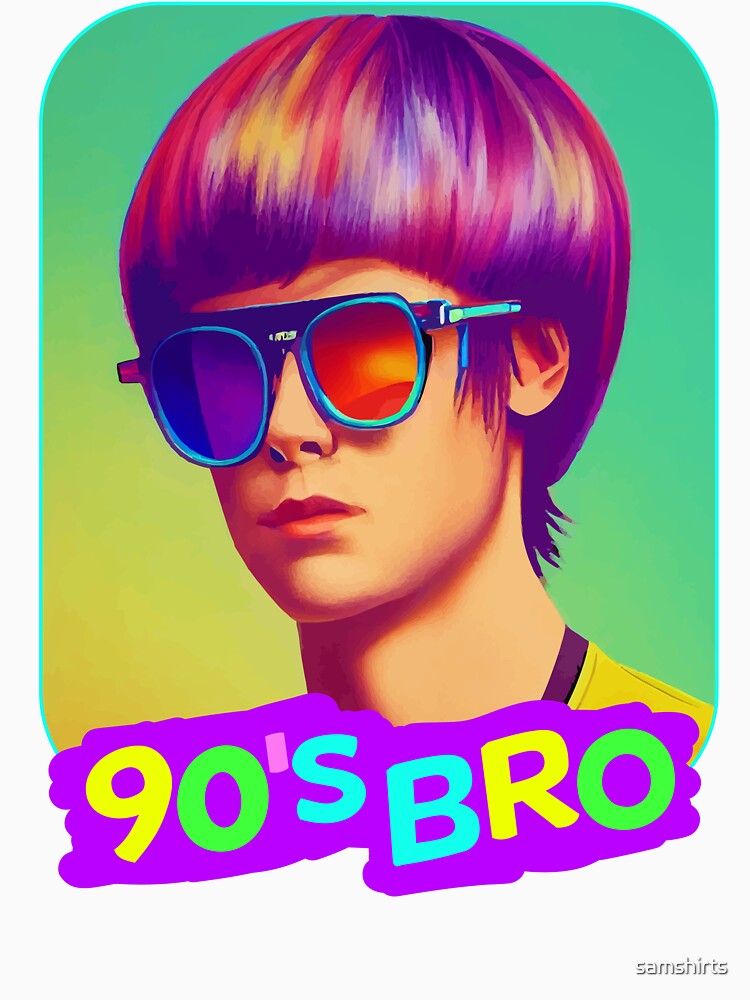 90's Bro with Bowlcut Retro Party Design for Men Born in the 90s by samshirts