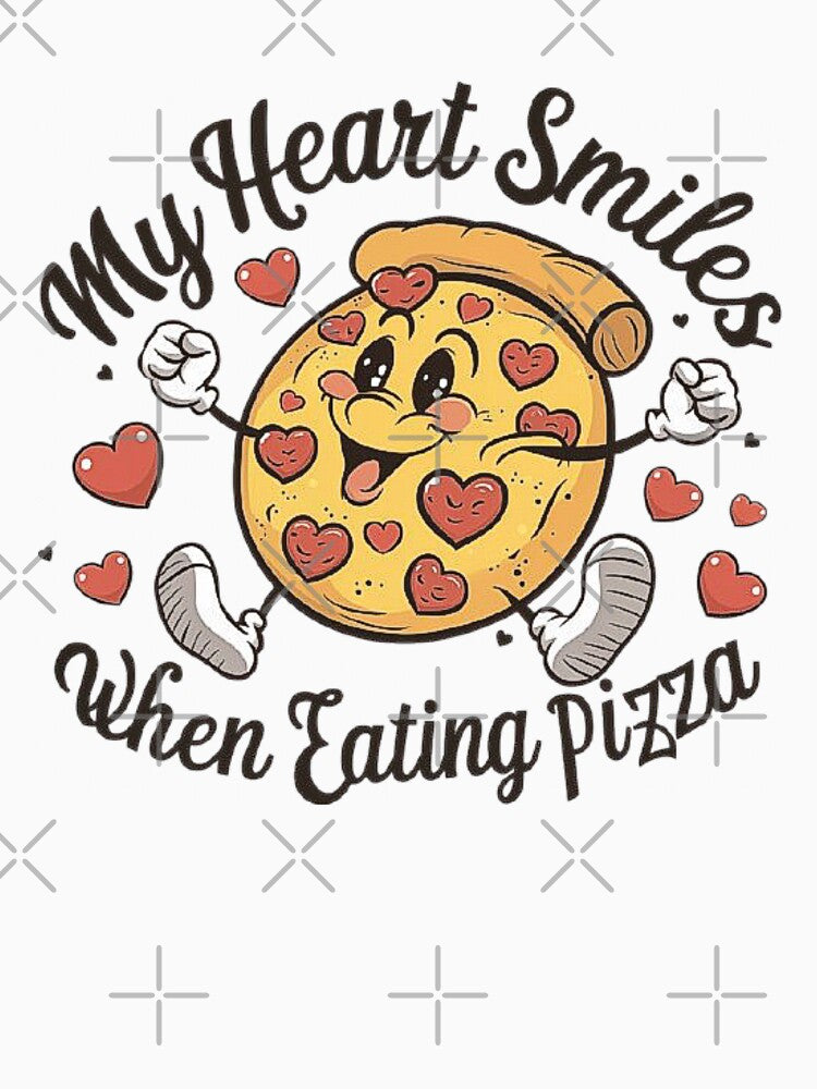 My Heart Smiles When Eating Pizza - Cute Pizza Lover Art by love3617