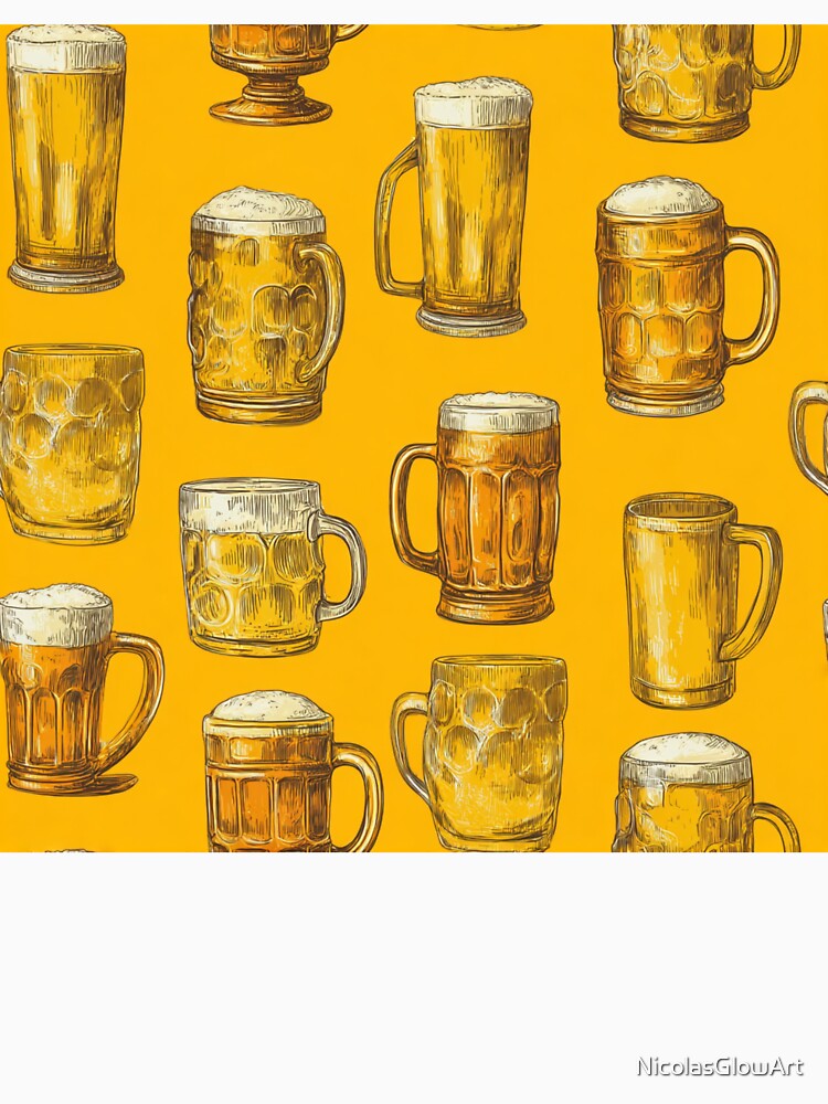 Vintage Beer Mugs Pattern Oktoberfest Brew by NicolasGlowArt