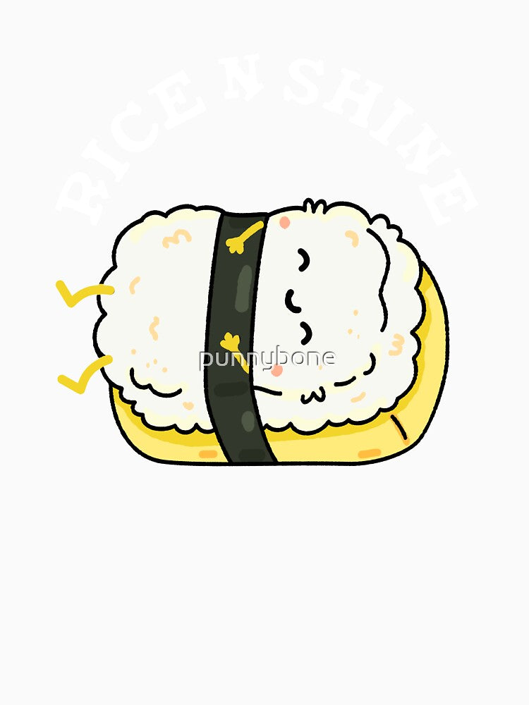 Rise And Shine Funny Sushi Pun (Dark BG) by punnybone