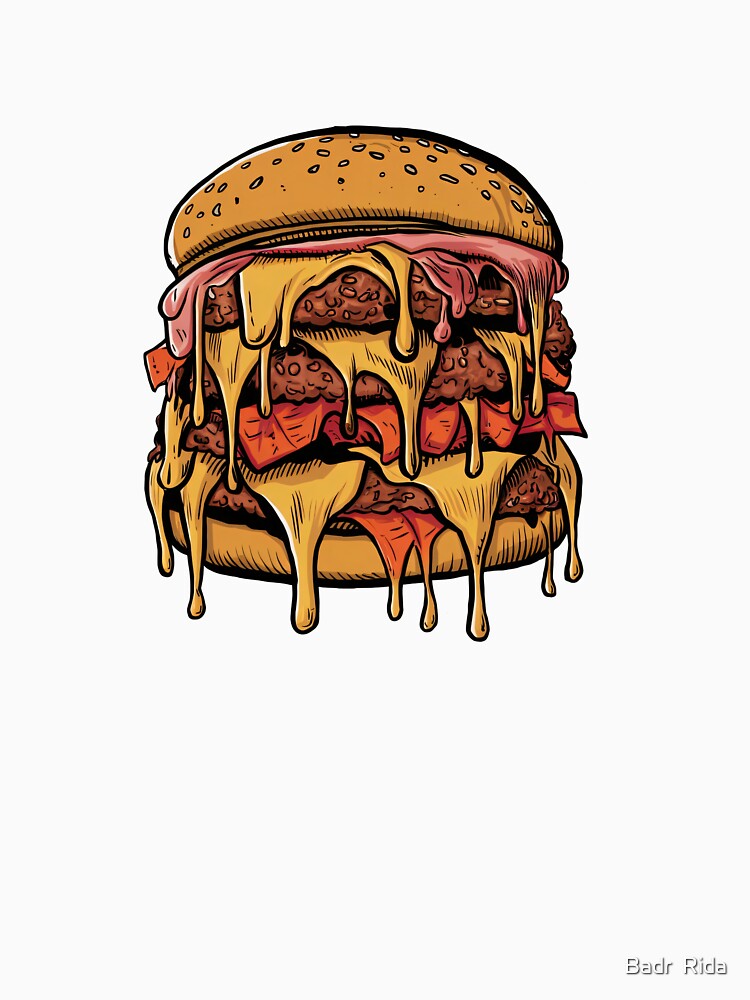Giant Cheesy Burger Illustration - Delicious and Juicy by Badr  Rida