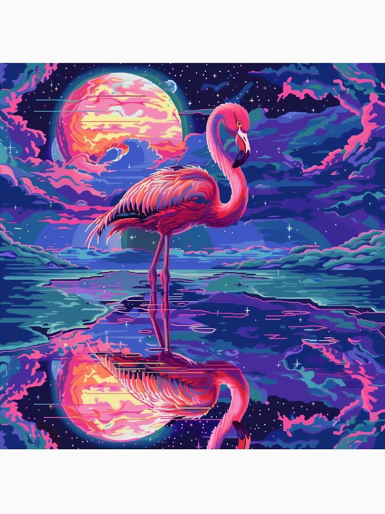 Cosmic Flamingo Pixel Art by Kaos-Bit