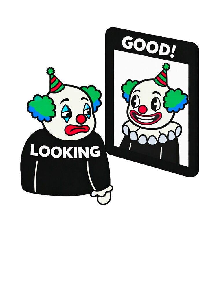 Looking Good! Sad Clown Mirror Graphic by INVIKETOS