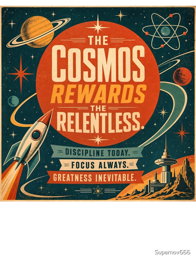 The Cosmos Rewards the Relentless — Vintage Sci-Fi Motivation by ForeverPrintsOK