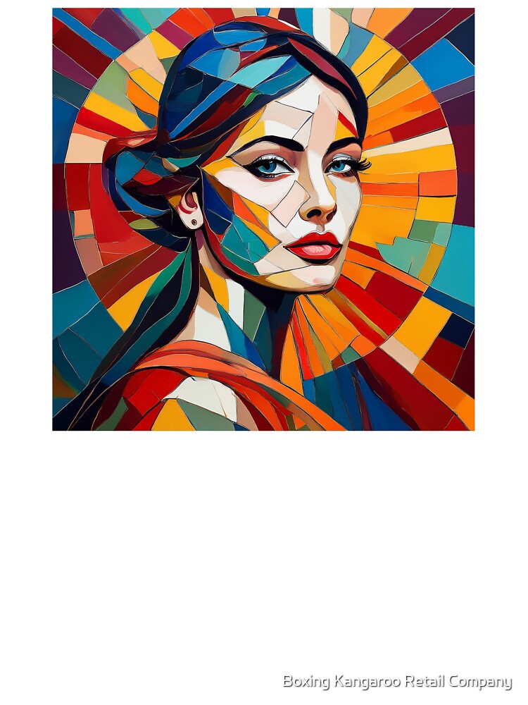 Colourful vibrant fractured cubism style portrait of a goddess by Boxing Kangaroo Retail Company