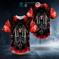 BEST Red Candelabra Candle Grim Reaper Skull Baseball Jersey