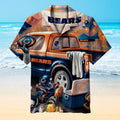 Retro Poster Style Enhances This Chicago Bear Hawaiian Shirt