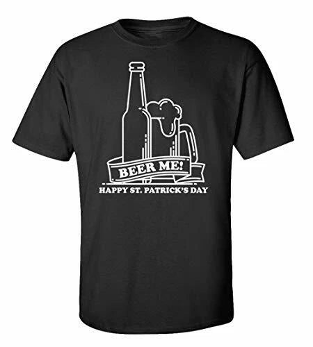 Funny St. Patrick's Day Beer Me! Adult Short Sleeve Tee Shirt Black