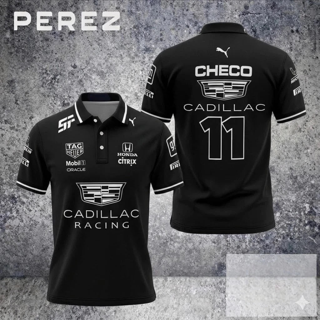 NEW! Checo #11 Perez Cadillac Racing Team 2026 All Over Print Polo Gift Fan