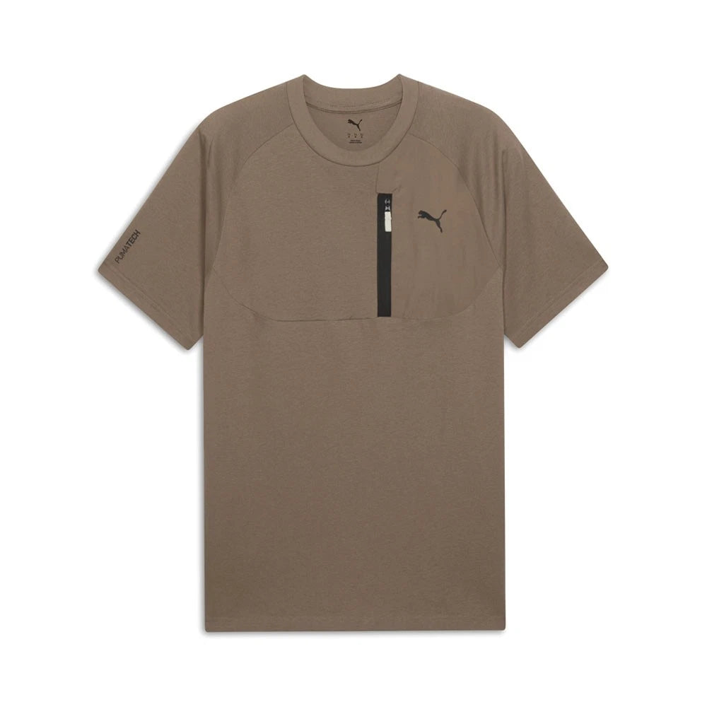 PUMA Pumatech Best Crew Neck Short Sleeve T-Shirt Mens Brown Casual Tops 6888849