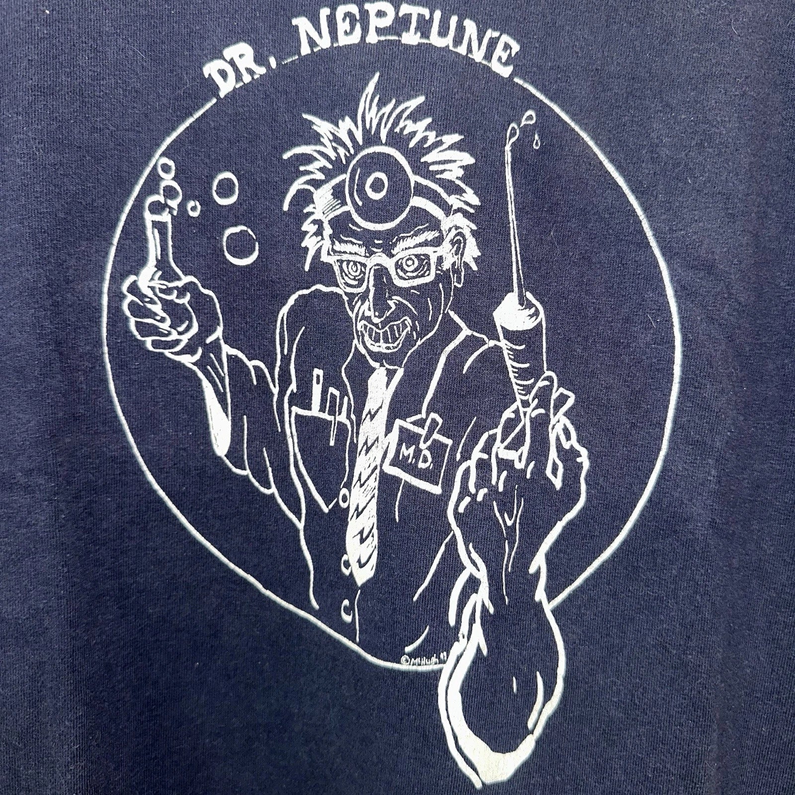 Y2k Dr. Neptune Punk Rock Grunge Band Short Sleeve Navy Blue Graphic T Shirt LG