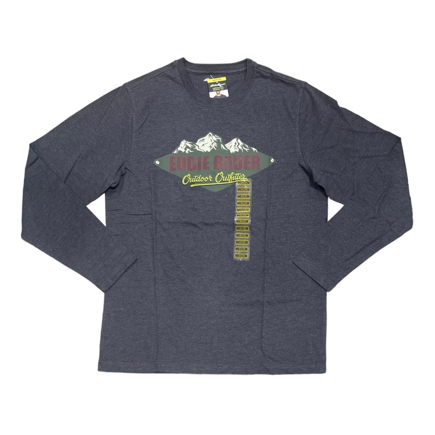 Eddie Bauer Men's Crewneck Graphic Print Long Sleeve T-Shirt (Asphalt Ridge, S)