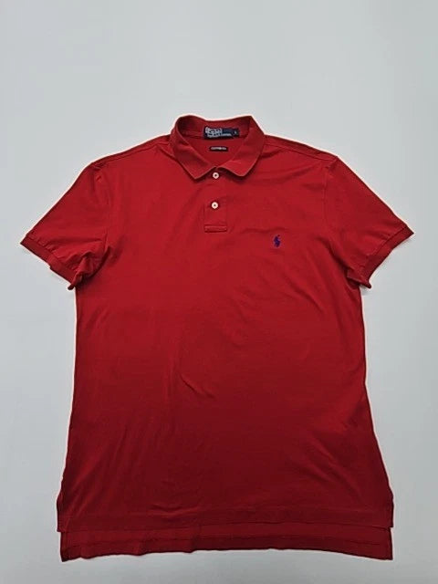 E' Polo by Ralph Lauren Men's Red Polo Size L Custom Fit Logo