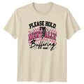 Please Hold Im Mentally Womens T-Shirt Introvert Mental Health Humor Birthday
