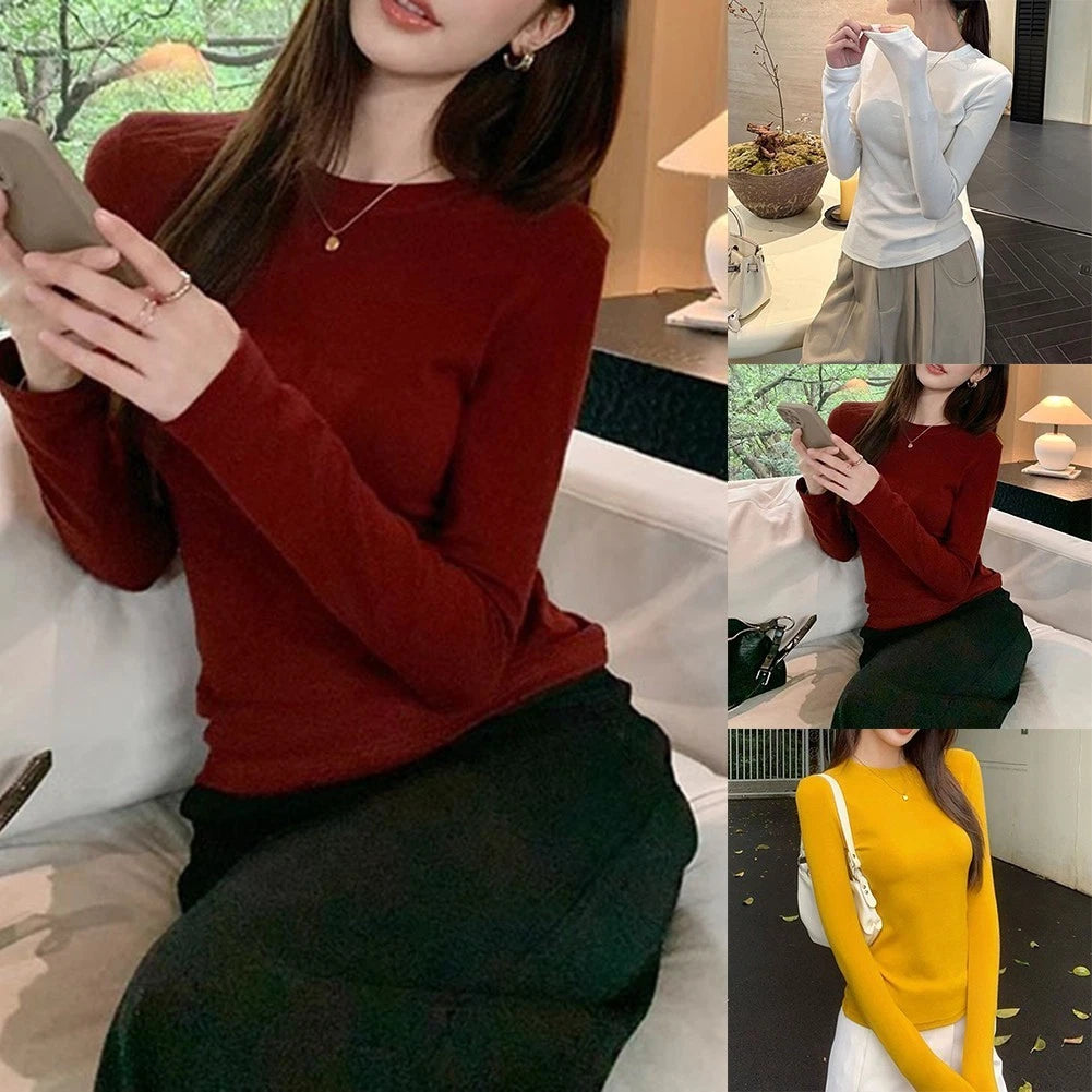 Women Y2k Streetwear Top Long Sleeve Crew Neck Slim Fit Tee Polyester Blend