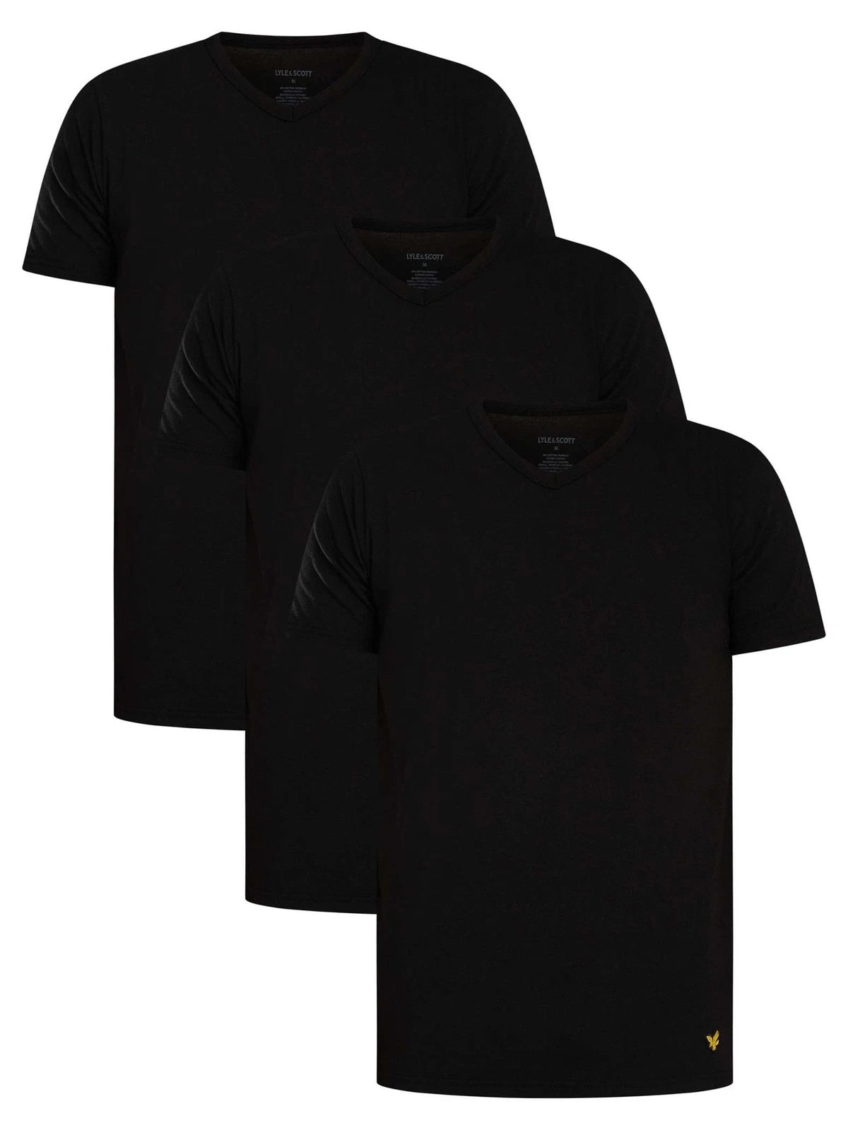 Lyle & Scott Men's 3 Pack Basic Lounge V Neck T-Shirt, Black