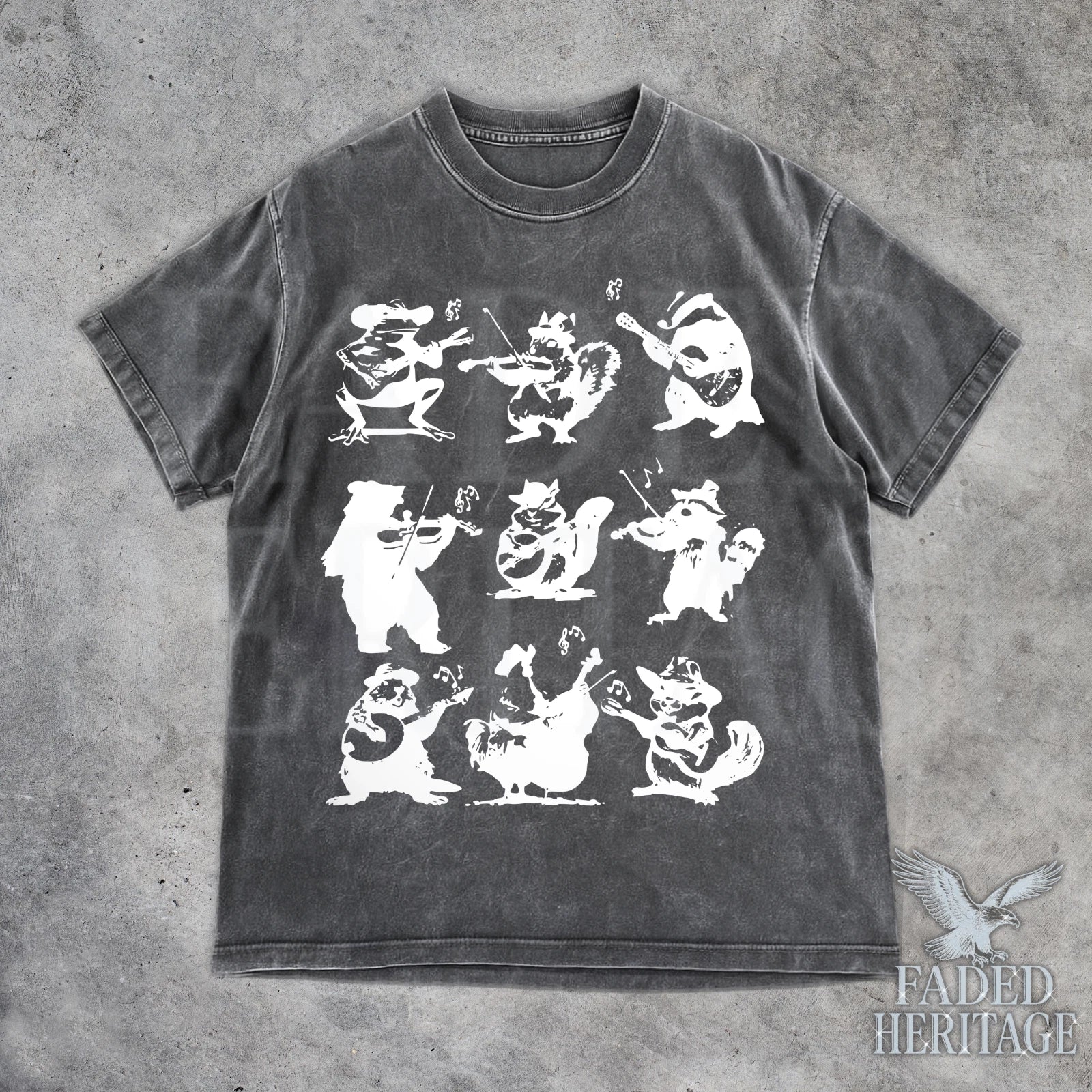 Animal Musicians 90s Tattoo T-Shirt, Retro Bear Guitar Tee, Cute Frog T-Shirt