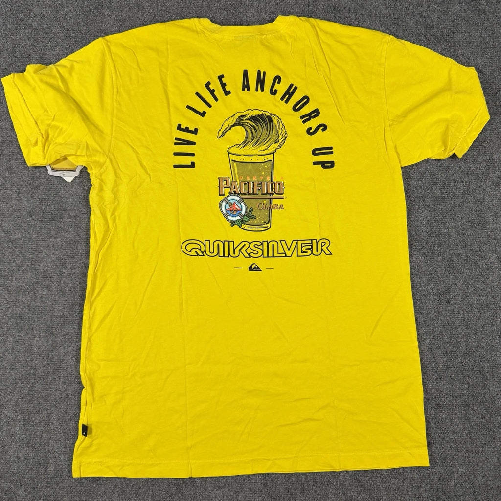 Quiksilver x Pacifico Cerveza Beer T Shirt Mens XL Yellow Limited Rare NEW