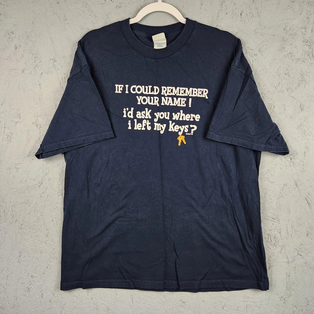 Vintage Funny Graphic Shirt Mens XL If I Could Remember Name Keys Tee Joke Humor