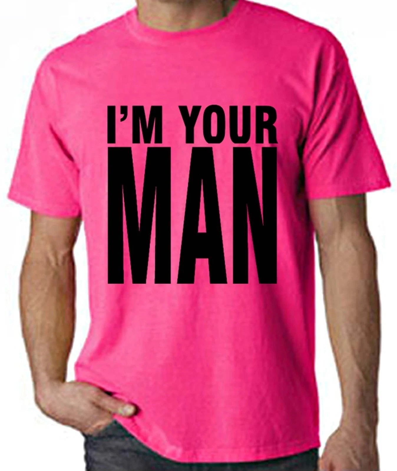 I'M YOUR MAN NEON T-SHIRT George Michael Wham 1980s 80s Fancy Dress Choose Life