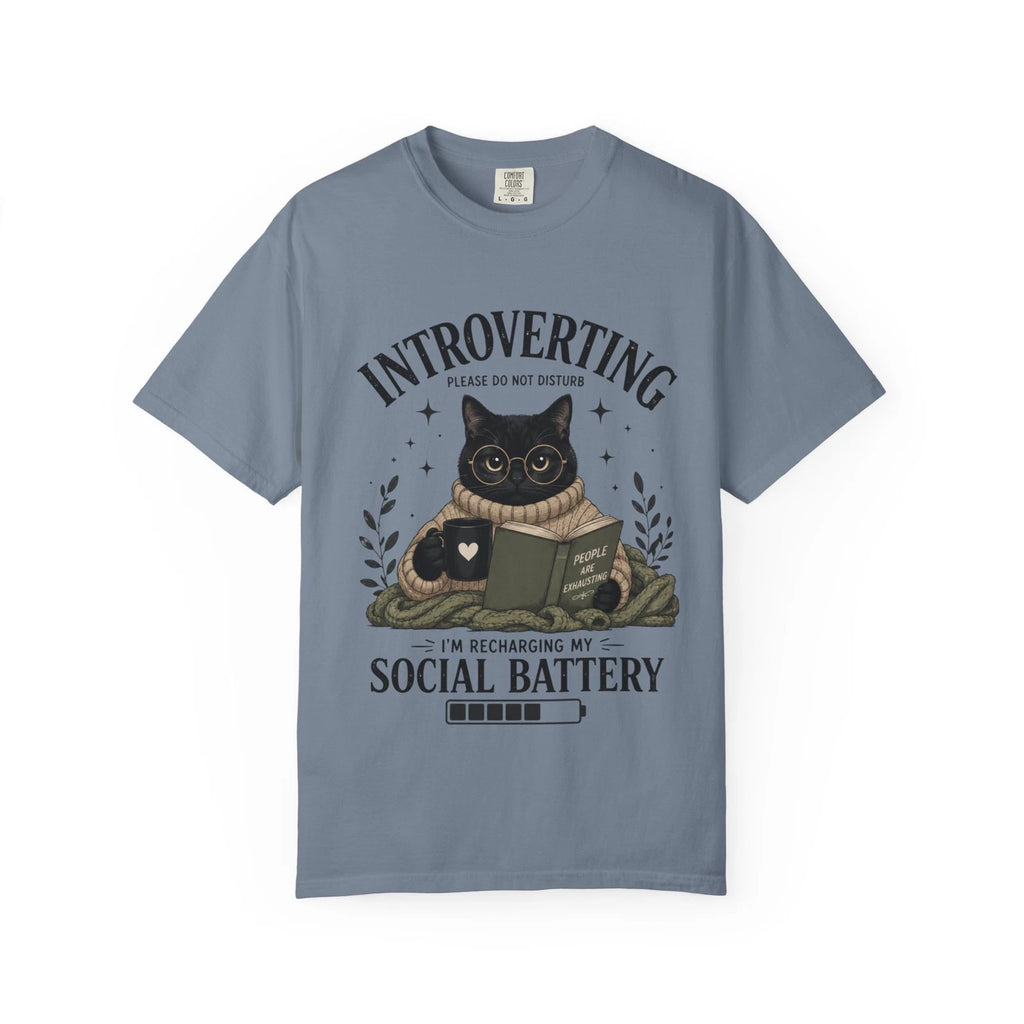 Introverting Cat Shirt Funny Introvert T Shirt Social Battery Reader Tee Gift
