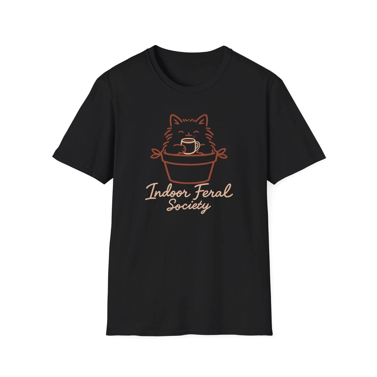 Indoor Feral Society Cat Coffee Shirt Cute Homebody Graphic Tee