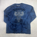 Y2K Affliction Live Fast American Customs Blue Long Sleeve Shirt Men's 2XL