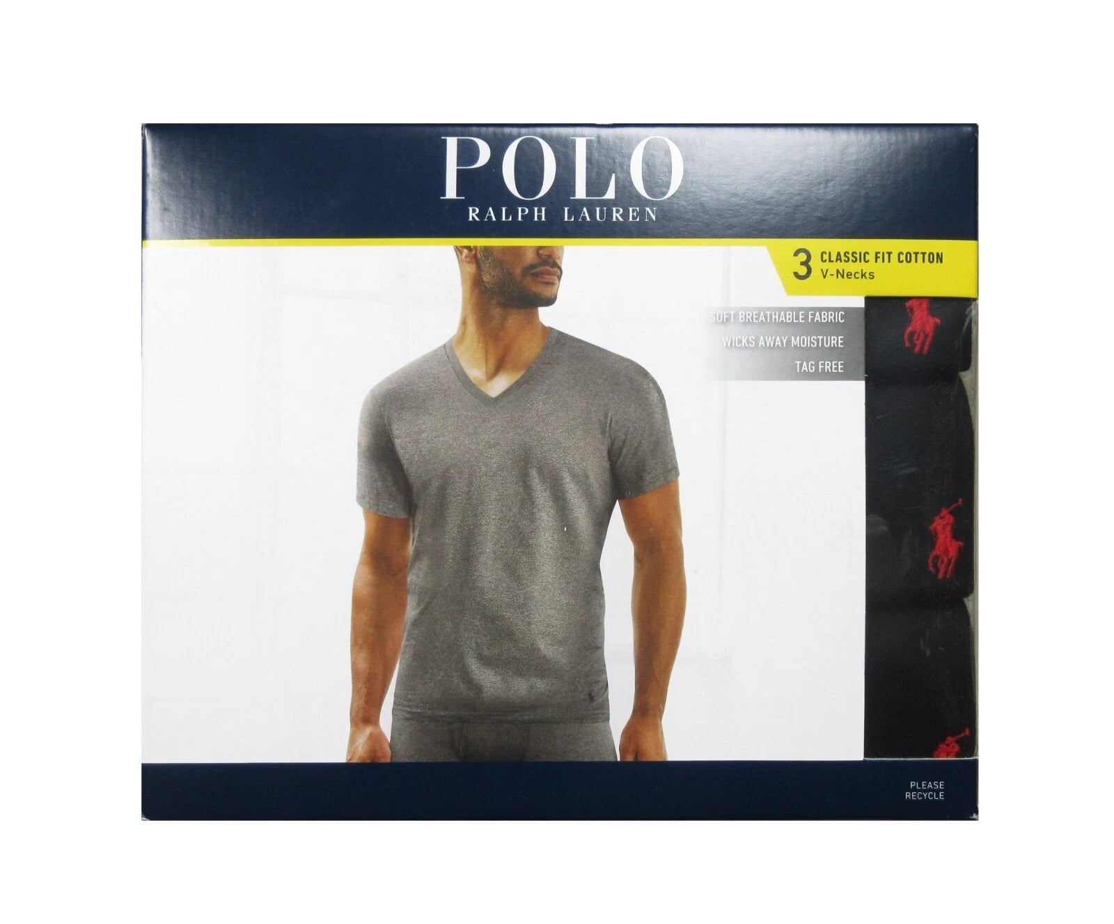 Polo Ralph Lauren Men's Black Classic Fit V-Neck 3 Pack T-Shirt