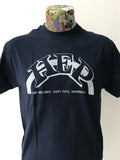 HEP RECORDS NAVY BLUE & WHITE SCREEN PRINTED T SHIRT ROCKABILLY FREEPOST UK