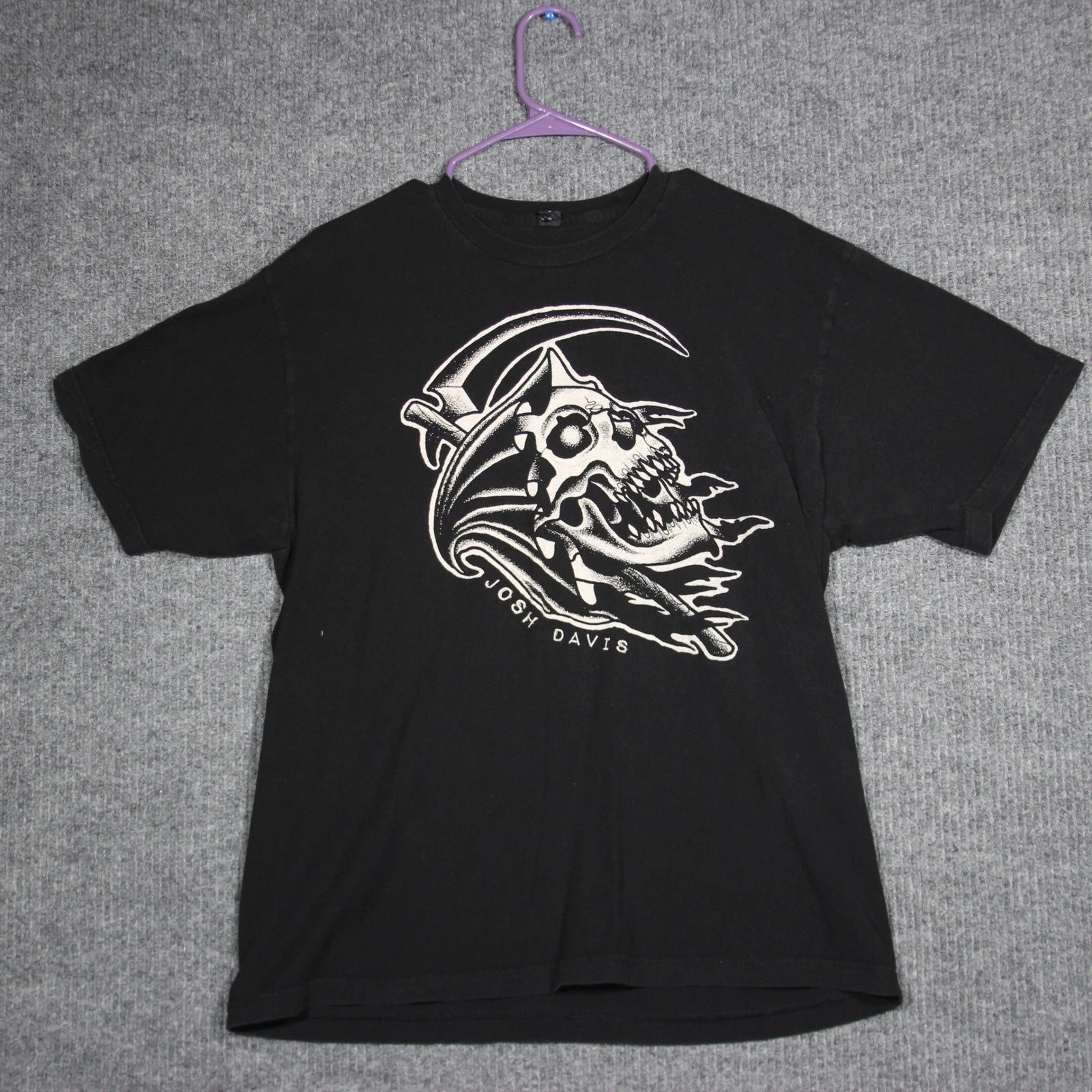 Y2K Josh Davis T Shirt Mens XL Grunge Goth Skull Reaper Retro Skater Streetwear