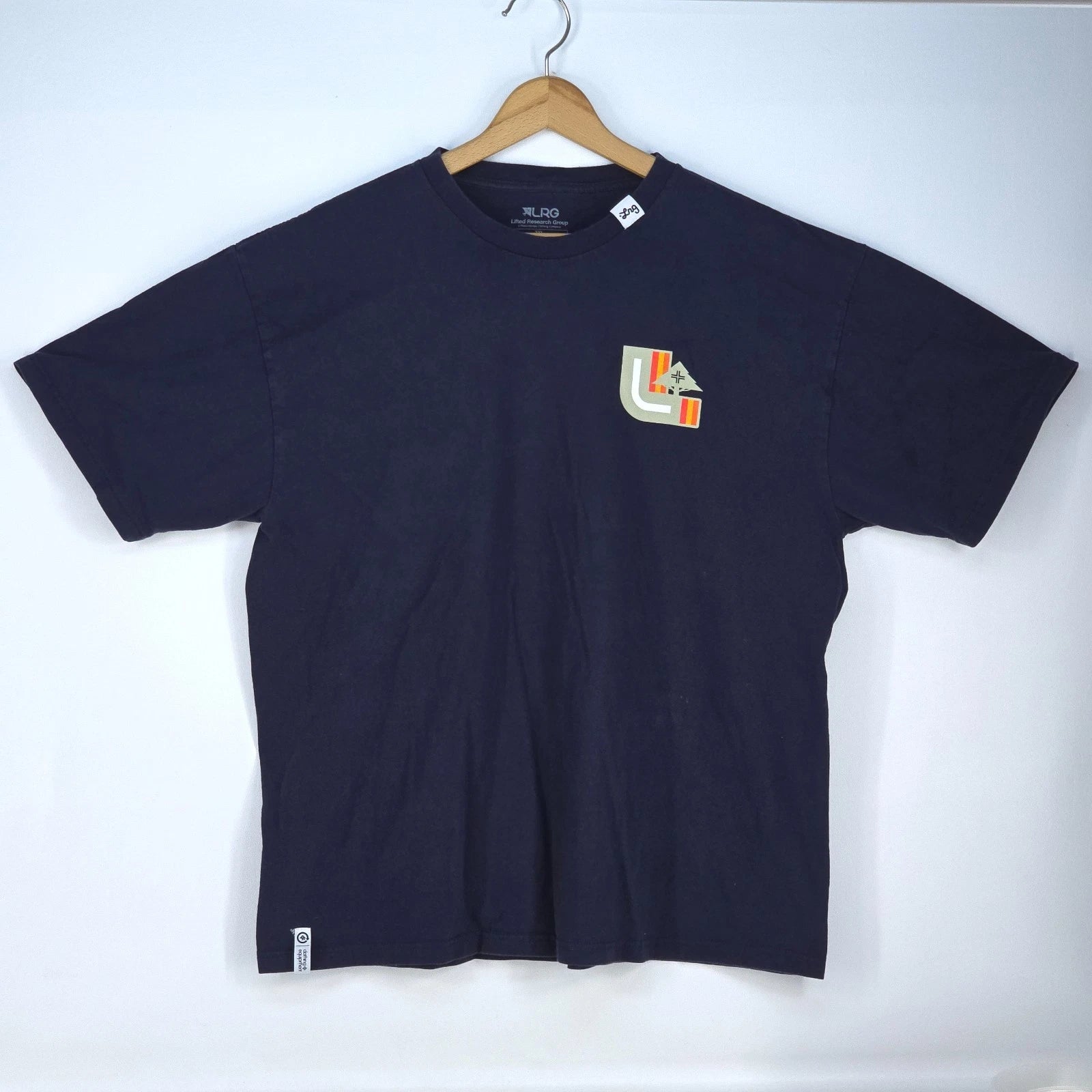 LRG 1947 Logo Graphic Print T Shirt Men's 2XL Navy Blue Streetwear Skate Urban