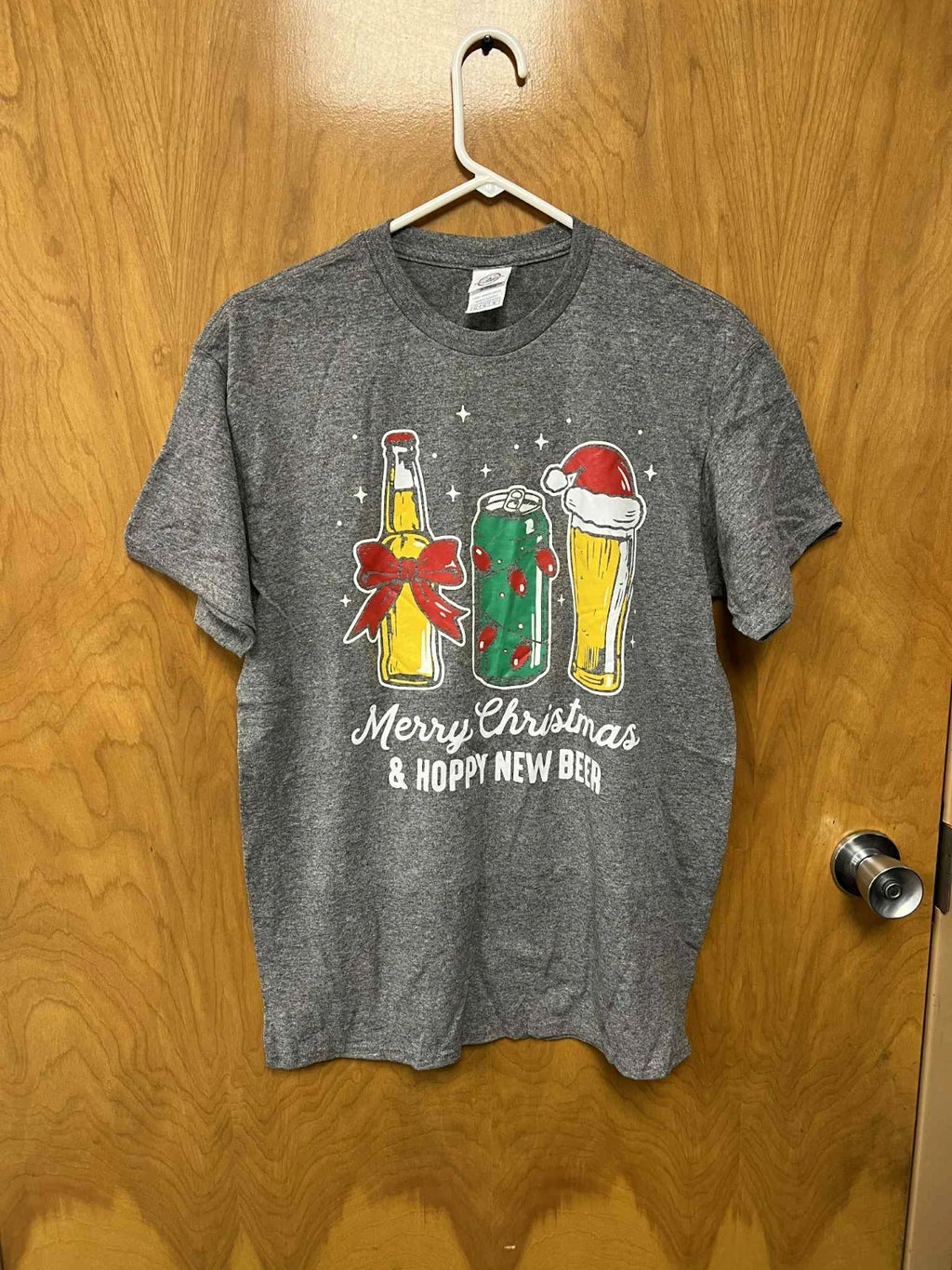 unisex t -shirt "Merry christmas & Hoppy new beer" - size medium