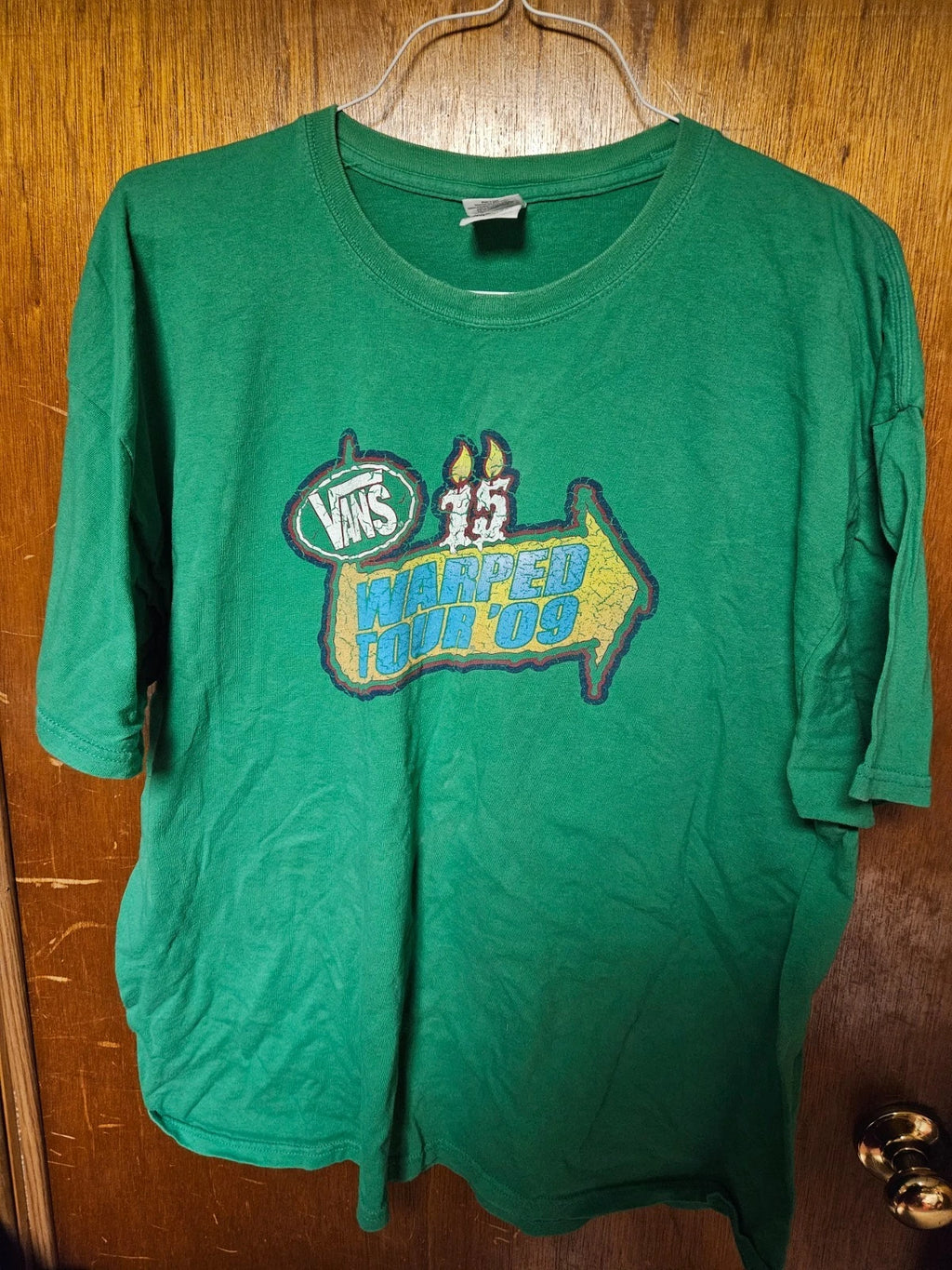 Warped Tour 2009 15th Anniversary Shirt Green 2XL Distressed Vintage Rare