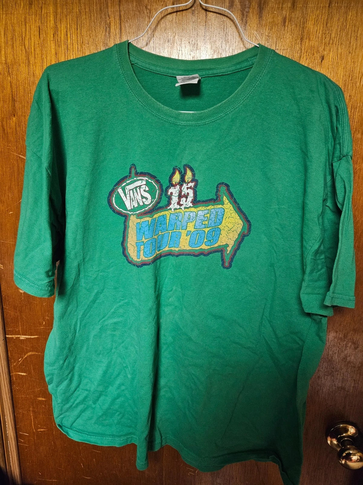 Warped Tour 2009 15th Anniversary Shirt Green 2XL Distressed Vintage Rare