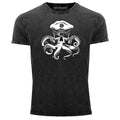 Mens Vintage Shirt Captain Skull Octopus Captain Skull Octopus Print Shirt