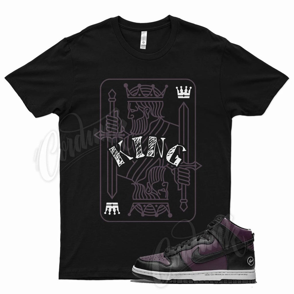 Black KING T Shirt for Fragment x N Dunk High Beijing Wine Purple