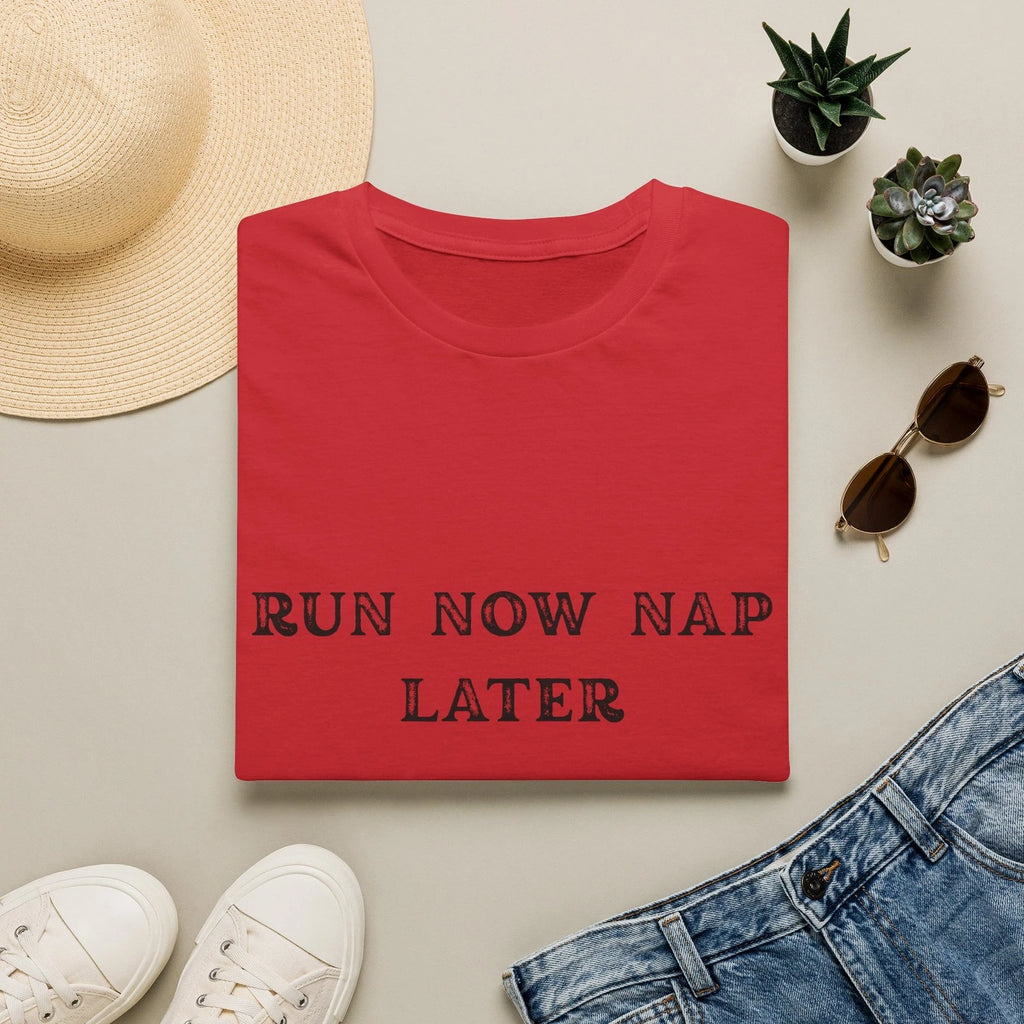 Run Now Nap Later T-Shirt | Funny Running Quote Tee
