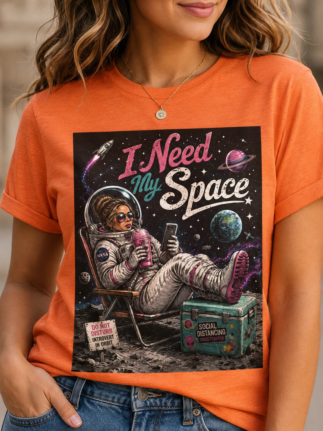 I Need My Space Astronaut Graphic Tee Funny Introvert Space Shirt Medium