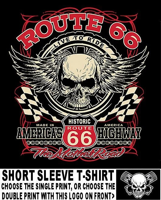 Live To Ride Route 66 Motorcycle Biker Bike Rider Biker Girl Skull T-shirt AB38