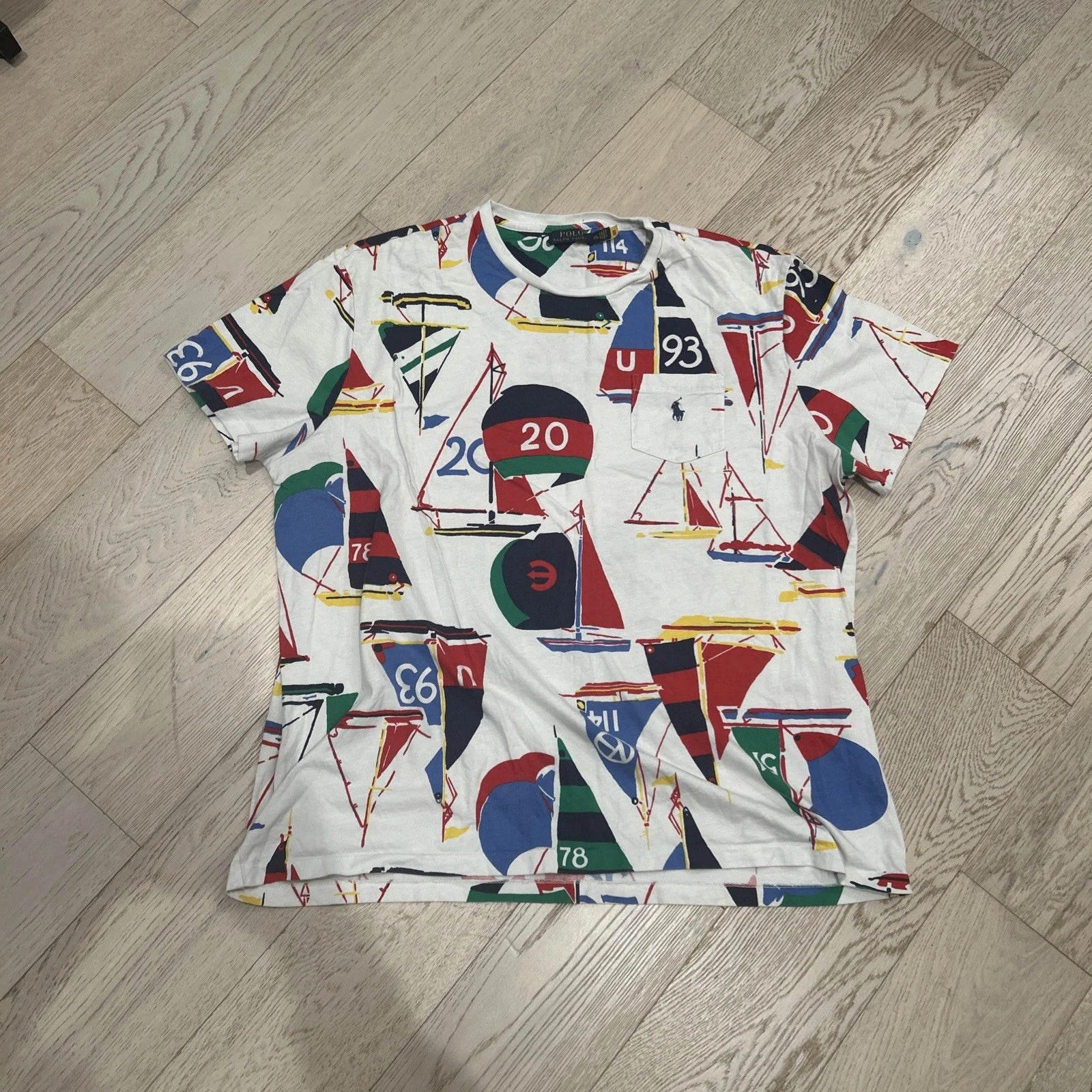 Polo Ralph Lauren Sailboat Nautical Print Pocket Short Sleeve T-Shirt Mens XXL