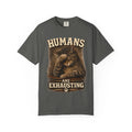 Humans Are Exhausting Cat Shirt, Funny Cat Lover Tee, Introvert Cat Graphic Tee
