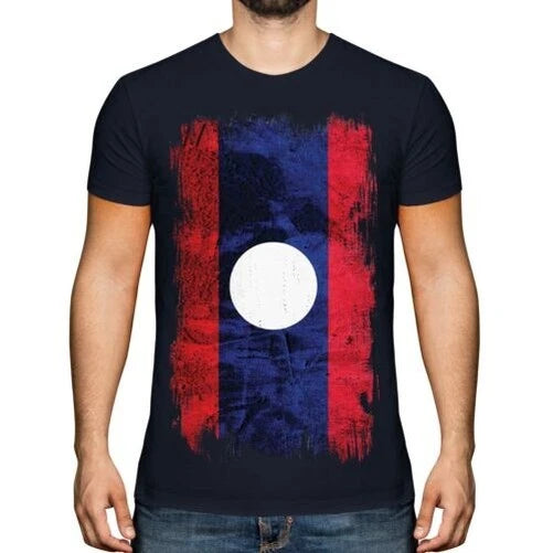 LAOS GRUNGE FLAG MENS T-SHIRT TEE TOP LAO FOOTBALL LAOTIAN GIFT SHIRT