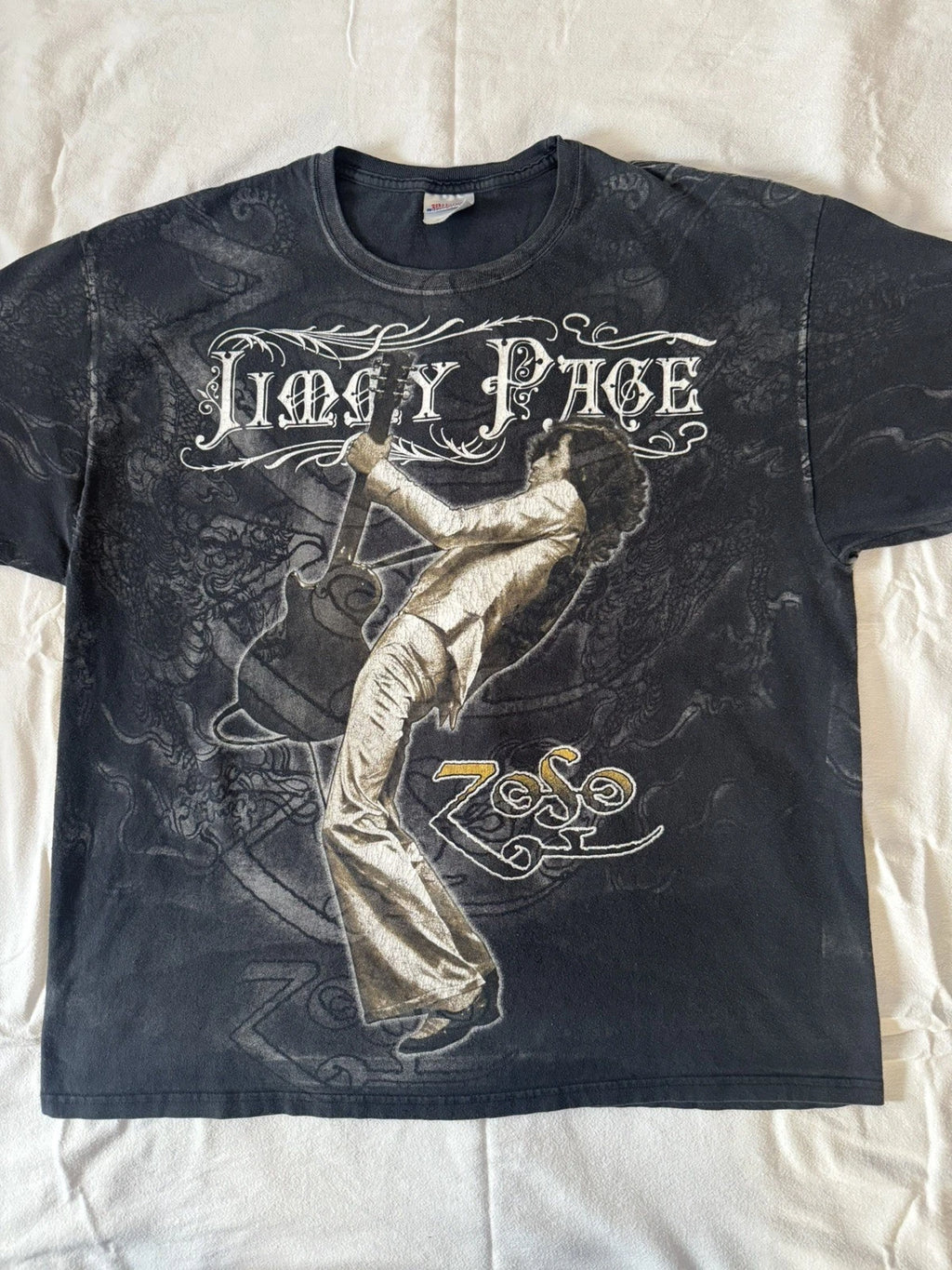 Vintage Jimmy Page All Over Print T-Shirt – XL Hanes Heavyweight  Y2K Rock Tee